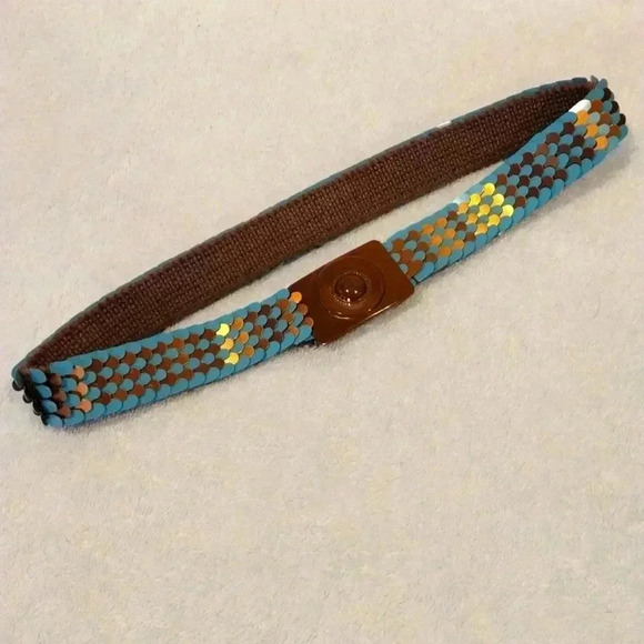 Girls sequenced gold and turquoise stretch Belt - Picture 1 of 4